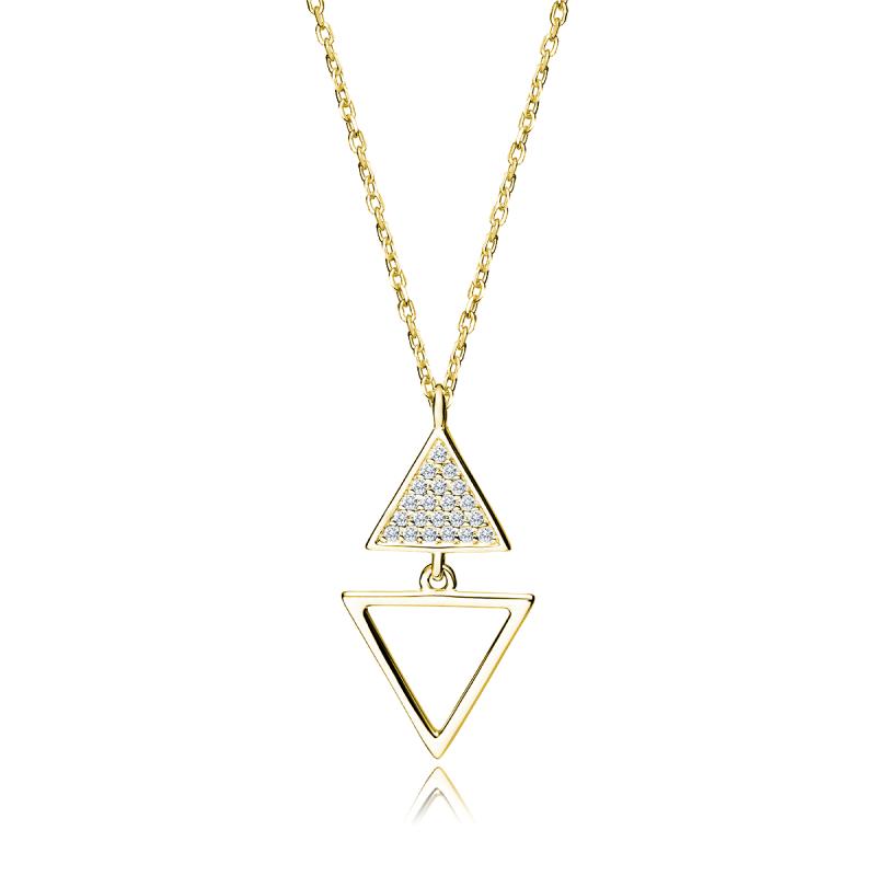 Lantisor argint placat cu aur galben triunghiuri cu pietre DiAmanti Z1850NG_W-DIA (Argint 925‰ 2 g.)